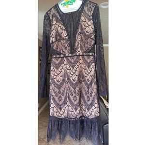 ASTR The Label Midi Dress with Mesh Sleeves